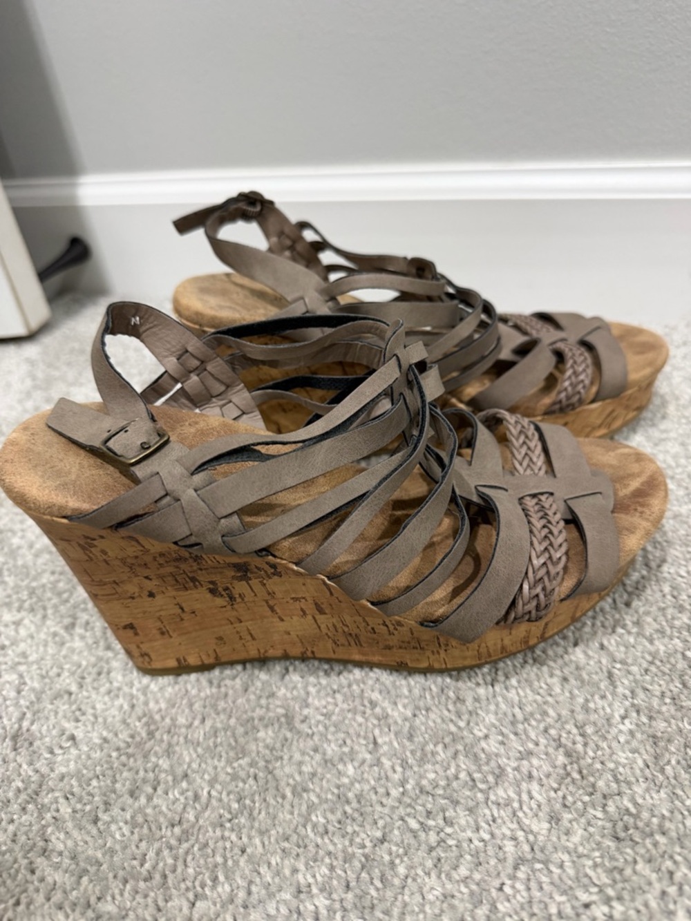 Maurices Taupe Strappy Wedge Sandals